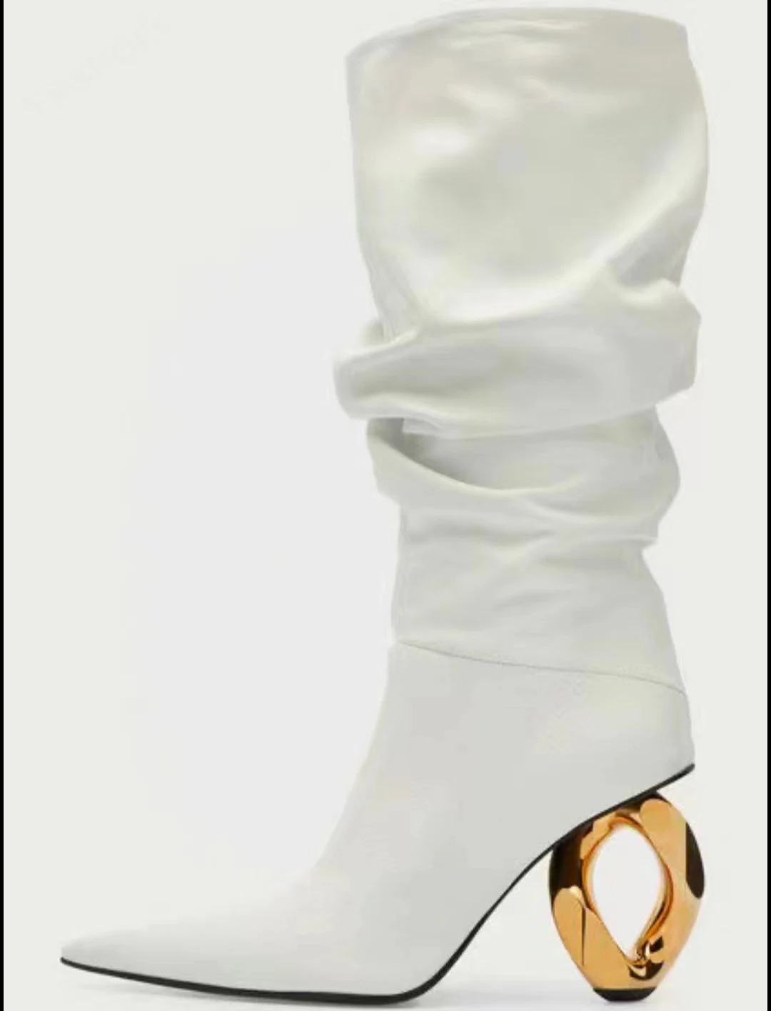 

Женские кожаные ботильоны на молнии, серебристые, белые и черные ботильоны на высоком каблуке, роскошные дизайнерские ботинки, 2024