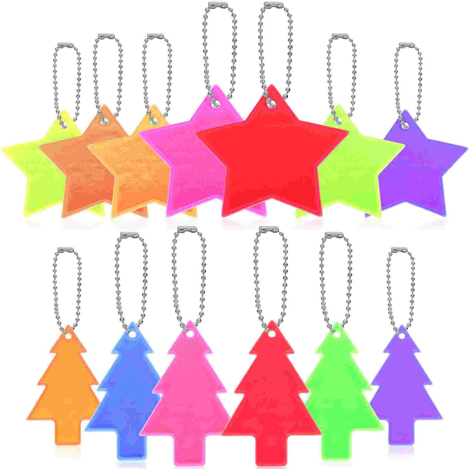 

13 Pcs Portable Practical Star Tree Shaped Small Lightweight Safety Reflector Pendants Safety Reflective Pendants