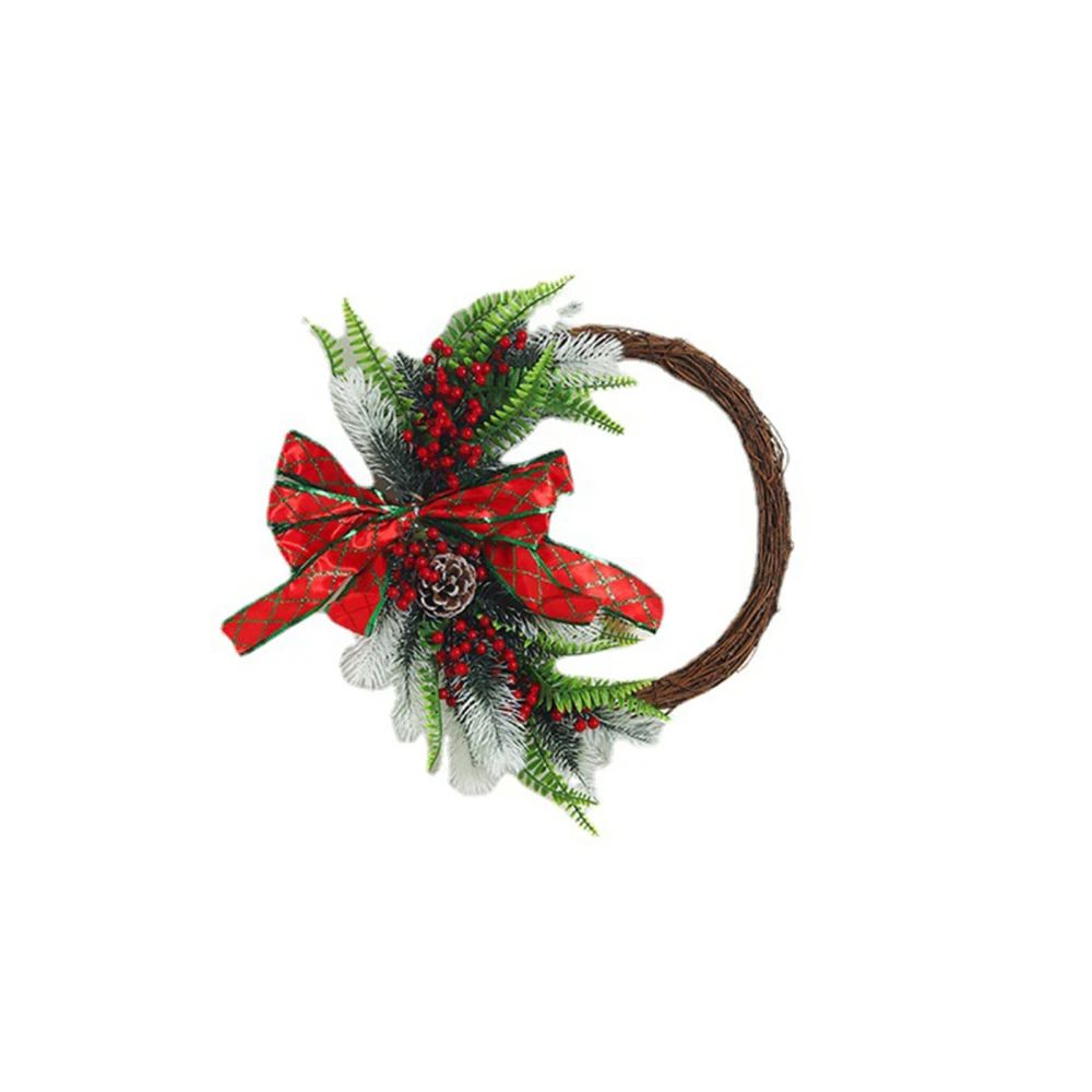 

Artificial Christmas Garland Ornament Front Door Window Wall Door Decorations Multicolor 38cm Hanging Greenery Bow Rattan Wreath