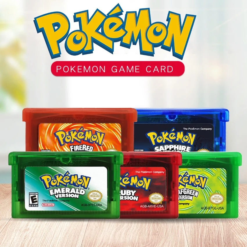 Pokemon Game Card English Version Emerald Sapphire Series NDSL GBM GBA SP Ruby Firered Video Cartridge Console Game Card