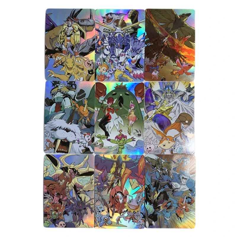

9 шт./набор Digimon Приключения война греймон Металл гарумон гомамон Piyomon анимационные персонажи флэш-карты аниме коллекционные карты