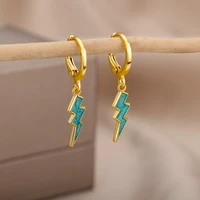 new fashion lightning drop earrings for women cute sweet candy color enamel round hoop earrings simple design girls jewelry gift