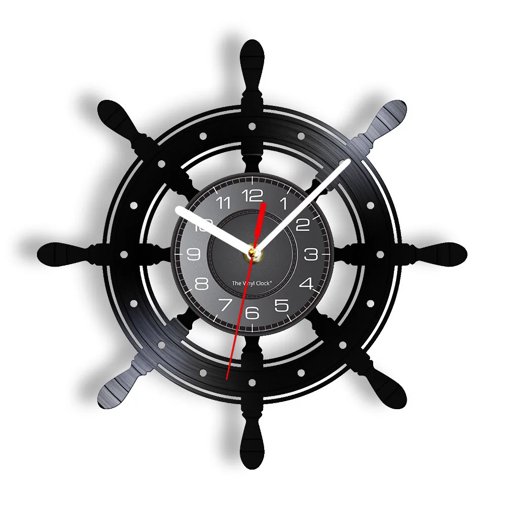 Sailing Boat Steering Vinyl LP Record Wall Clock Boat Yacht 
