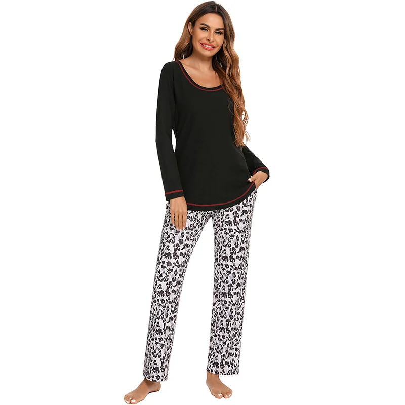 Autumn and Winter New Women's Pajamas Round Neck Long Sleeve Two-piece Home Service Pijamas Women Pajama Set Sleepwear