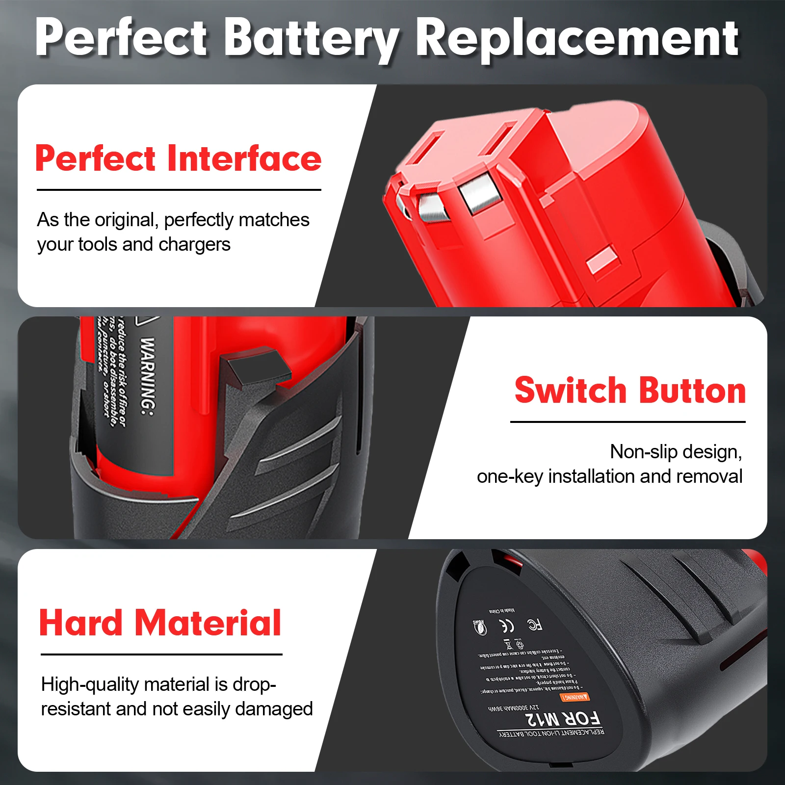 Фото Аккумулятор 3800 мАч для Milwaukee M12, аккумуляторная батарея 3,8 Ач для аккумуляторных инструментов 12 В 48-11-2402 48-11-2411 48-11-2401 MIL-12A-LI №4