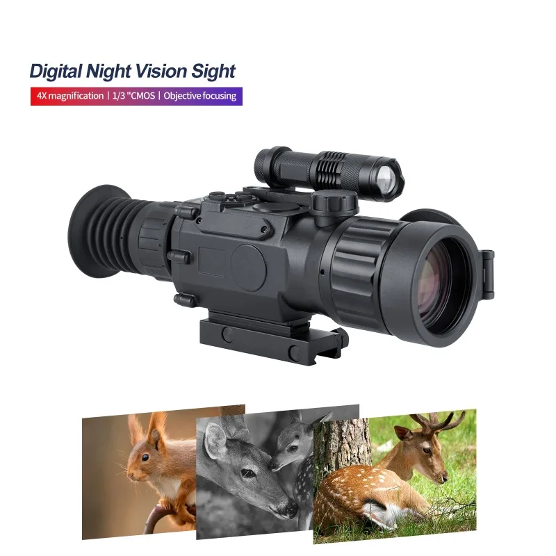 

Night Vision Digital Rifle Scope with WiFi and E-Compass, 3.7～11X HD Hunting Riflescope Monocular, Ip65 with Rail Mount