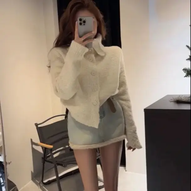 Цельный/двухсекционный однобортный кардиган с небольшим ароматом и высоким