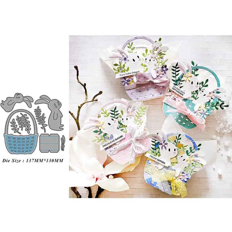 

2022 New Metal Cutting Dies Animal Rabbit and Basket Photo Album Scrapbooking Crafts Stamp DIY Stencils for Decoration Embossing