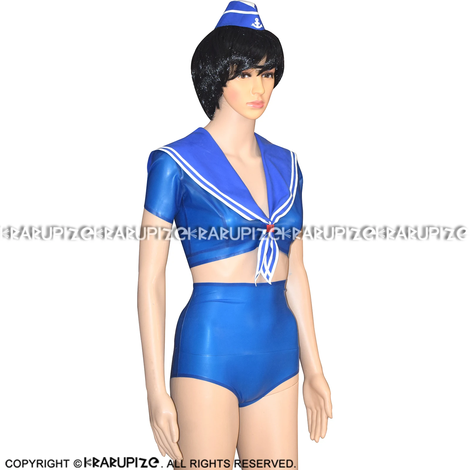 Пикантные мини-матросские резиновые латексные Unifrom короткие боковые кепки с