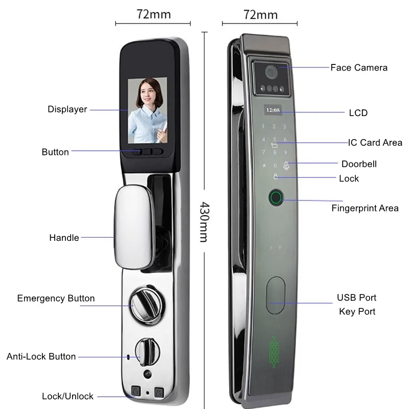 

3D Инфракрасный датчик распознавания лица, Wi-Fi камера, фото, интеллектуальный электронный дверной замок