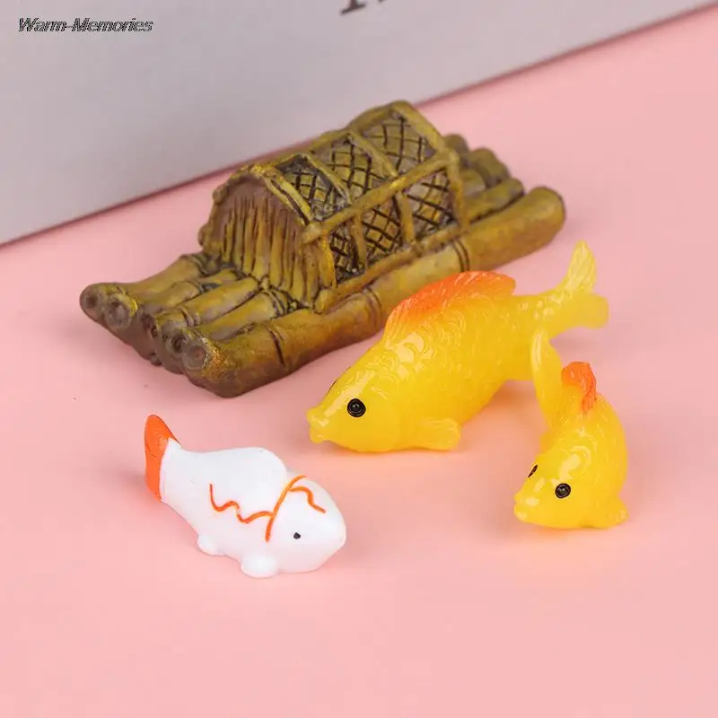 

Mini resin Fish Tank Dollhouse Goldfish Model Miniatures set Decoration Fairy Landscape DIY Terrarium Frog Lotus Leaf
