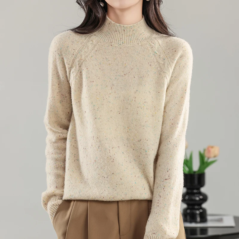 2024 новый модный осенне-зимний пуловер с воротником-стойкой женский толстый