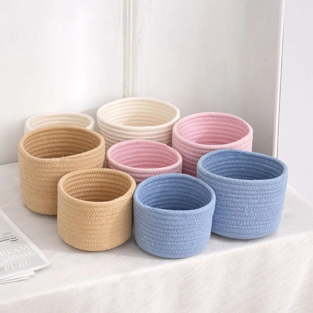 

Cosmetics Basket Cotton Rope Storage Basket Nordic Style Handmade Desktop Organizer Minimalism Desktop Storage Basket