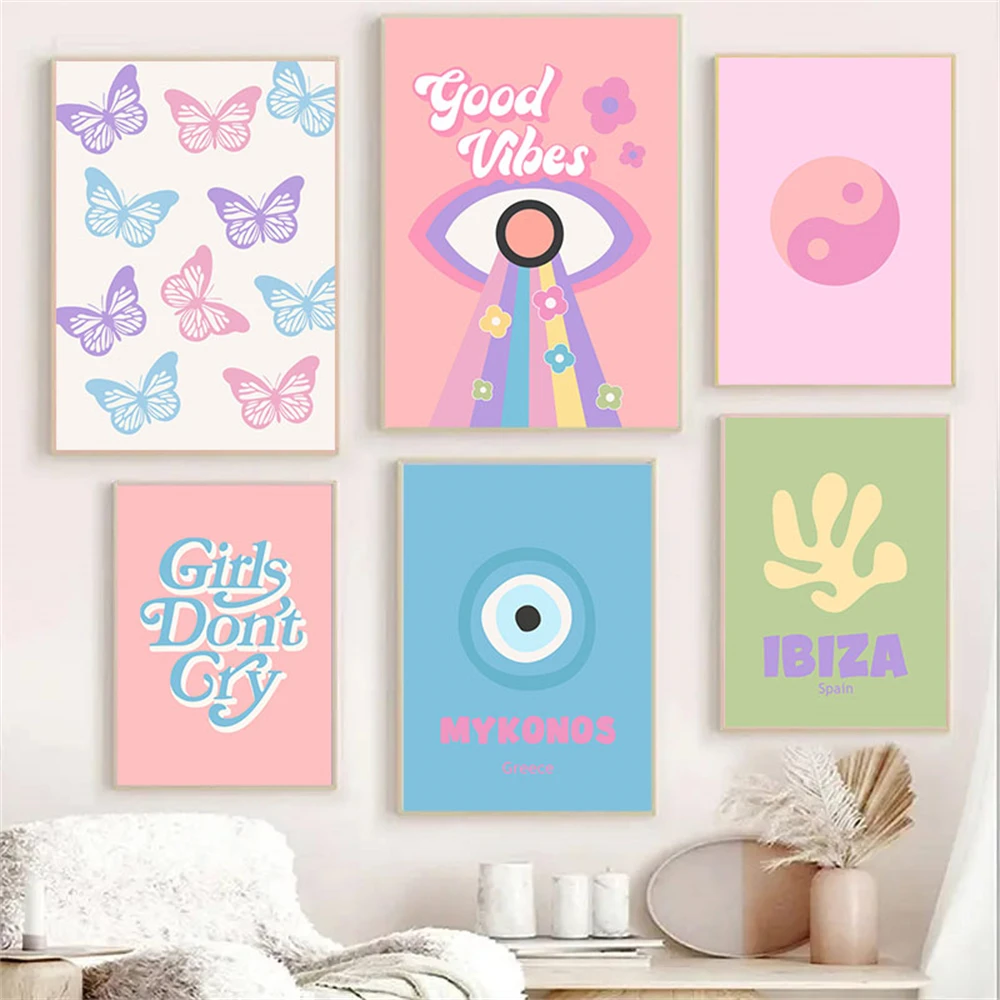 Настенная картина с листьями кораллов бабочками глазами ибицей скандинавские