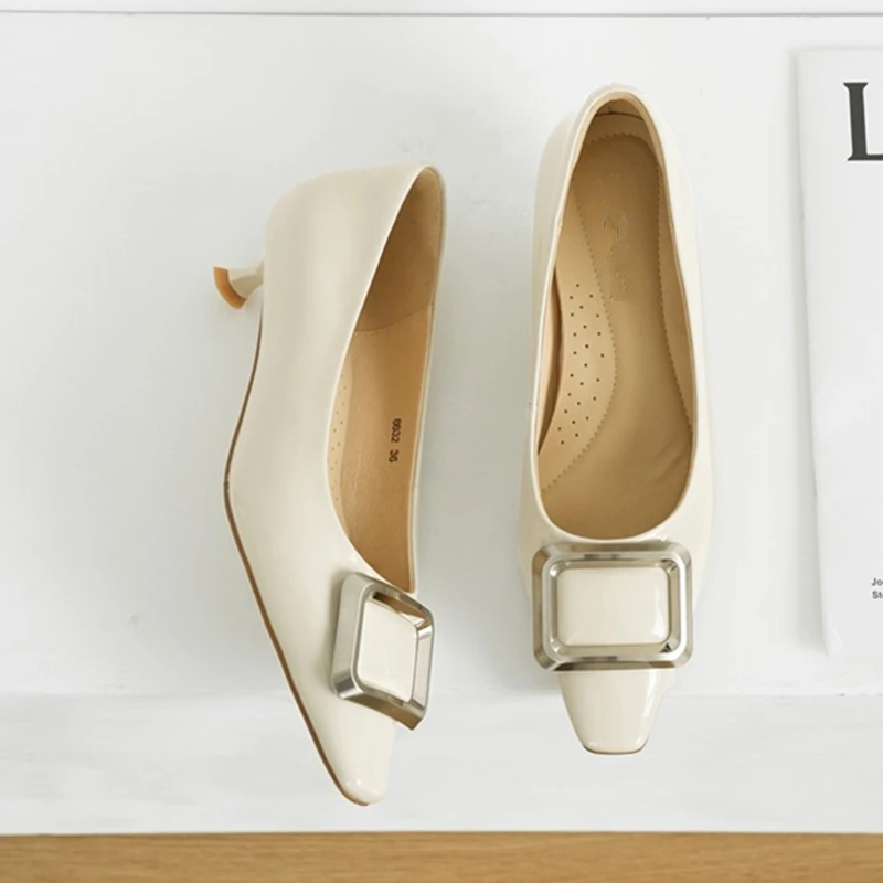 Увязанные французские офисные женские элегантные золотые квадратные пряжки на