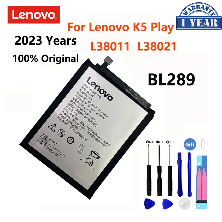 2023 год, 100% оригинальный аккумулятор для Lenovo K5 Play L38011 L38021 3030 мАч BL289 мобильный телефон, сменные батареи, батарея