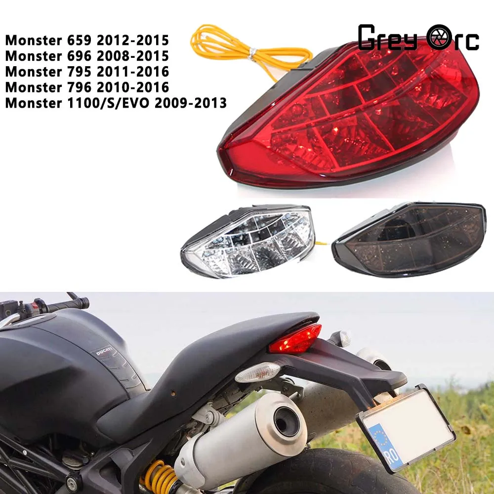 Фото Для мотоциклов Ducati Monster 659 696 795 796 1100/S/EVO: задний фонарь, стоп-сигнал, указатель поворота в сборе №1