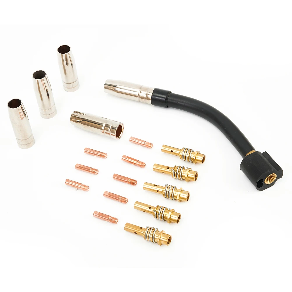 

Gas Nozzle Welding Accessories Gooseneck Holder 0.8mm 21PCS Air Cooled Contact Tip For Welder MB15AK MIG Mag Neck