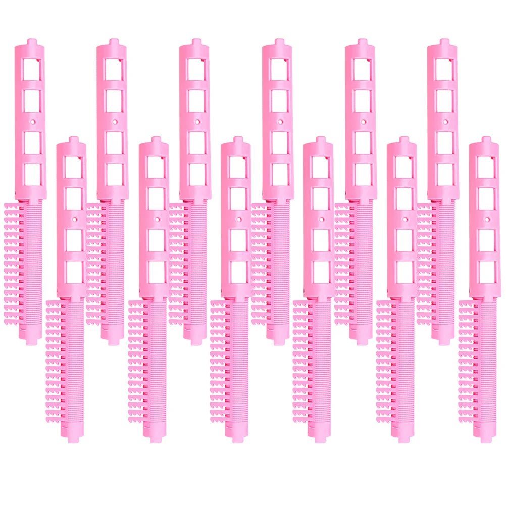 

12 Pcs Hairdressing Tool Perm Bar Women's Bangs Clip Pink Tools Resin Curler Root