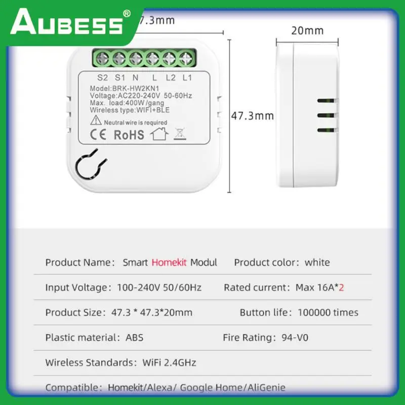 

White Mini Smart Breaker Voice Control Convenience Smart Wifi Switch Dual Platform Control Smart Homekit Modul For Homekit