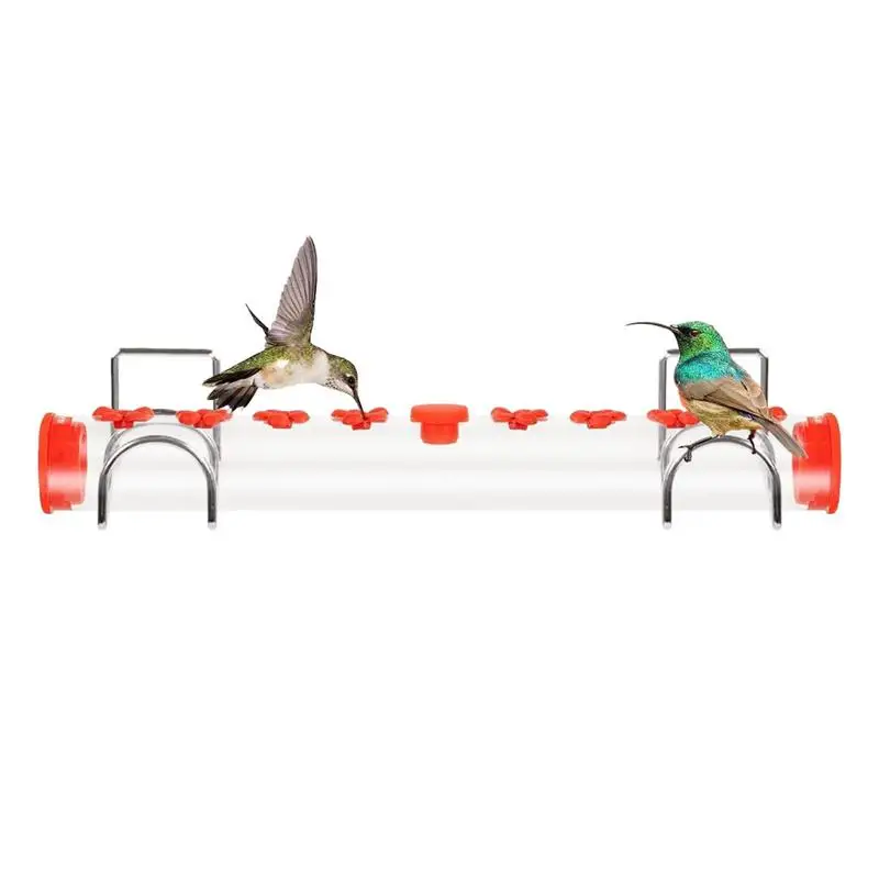 

Acrylic Hummingbird Feeder Horizontal Humming Bird Tube Feeder With Stainless Steel Perch high quality bird Feeder for garden