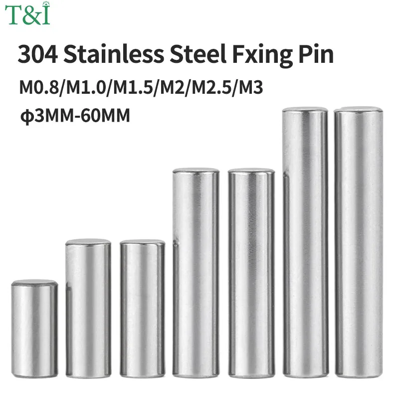 

304 Stainless Steel Pin Double Chamfered Flat Head Cylindrical Pin Precision Solid Fixed Dowel Pin Customized M0.8-M3 φ3MM-60MM
