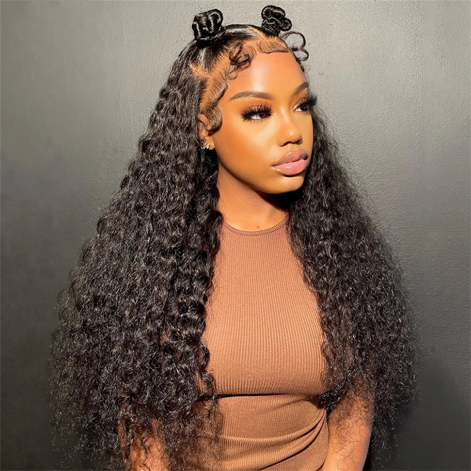 

Kinky Curly Lace Front Human Hair Wigs For Black Women Brazilian HD Transparent Lace Frontal Wig Pre Plucked Lace Closure Wigs