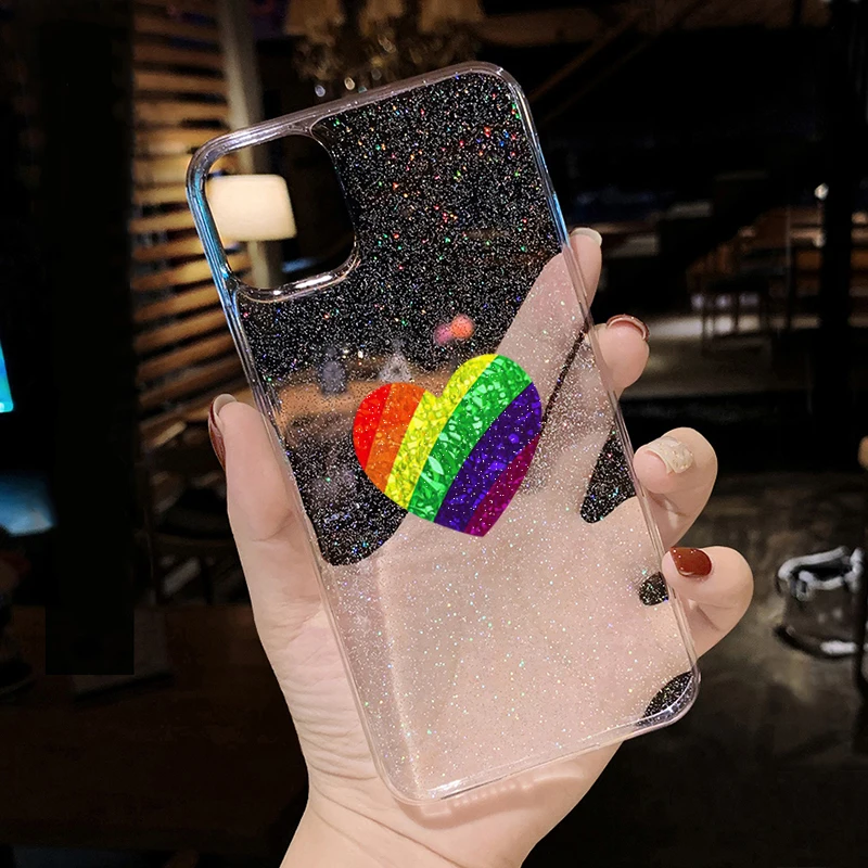 Блестящий прозрачный радужный чехол для телефона Samsung Galaxy M11 M20 M30 M30S J4 J6 Plus Prime