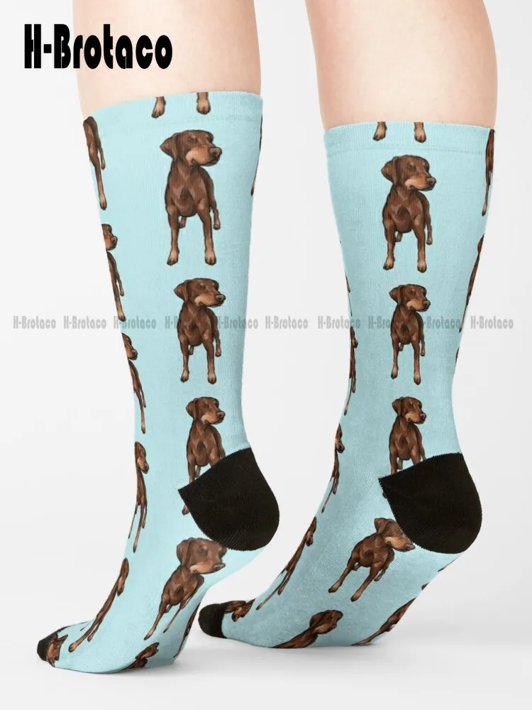 Chocolate | Red Doberman | Natural Ear | Cute Cartoon Dog Ar