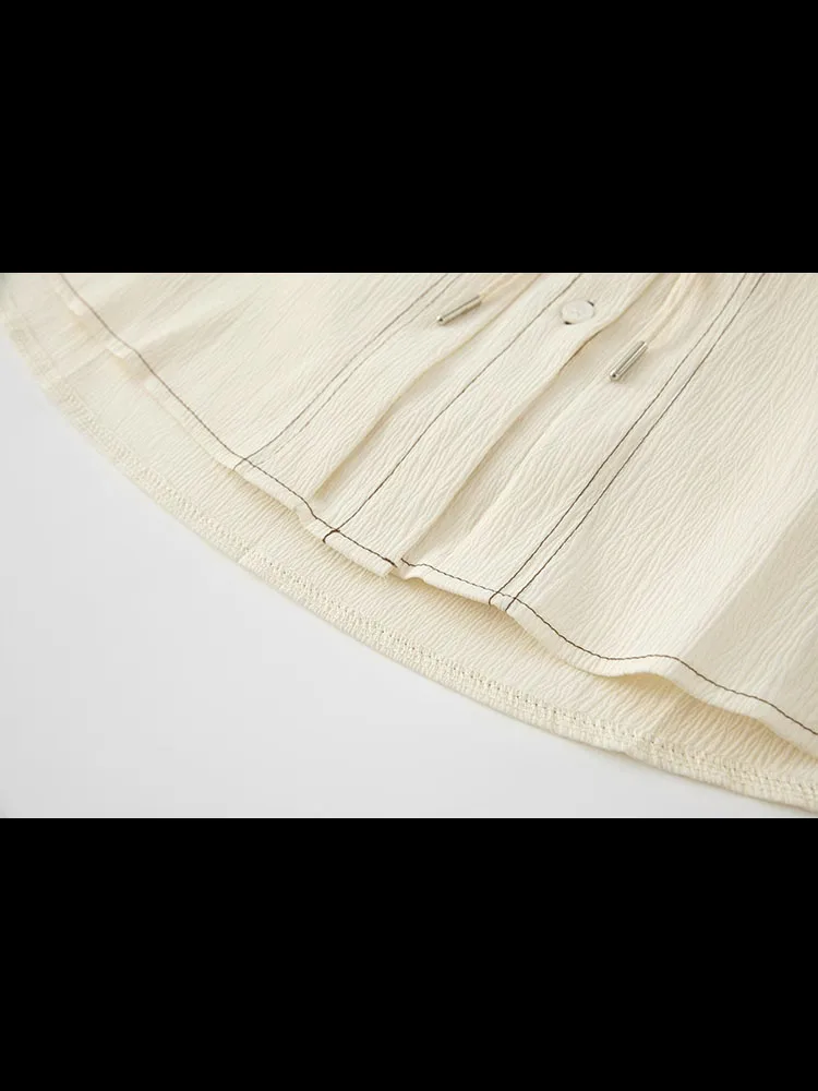 Высококачественная бежевая блузка женская с длинным рукавом рубашка