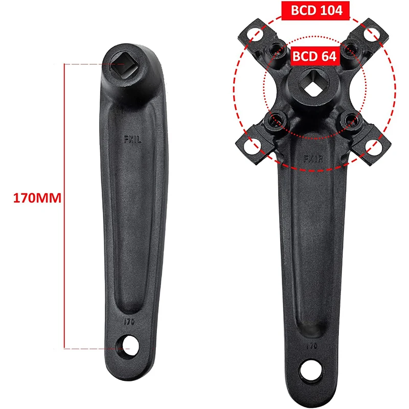Коленчатый ключ BUCKLOS 104BCD MTB 32T 34T 36T 38T 40T 42T фотоэлемент 170 мм алюминиевый коленчатый