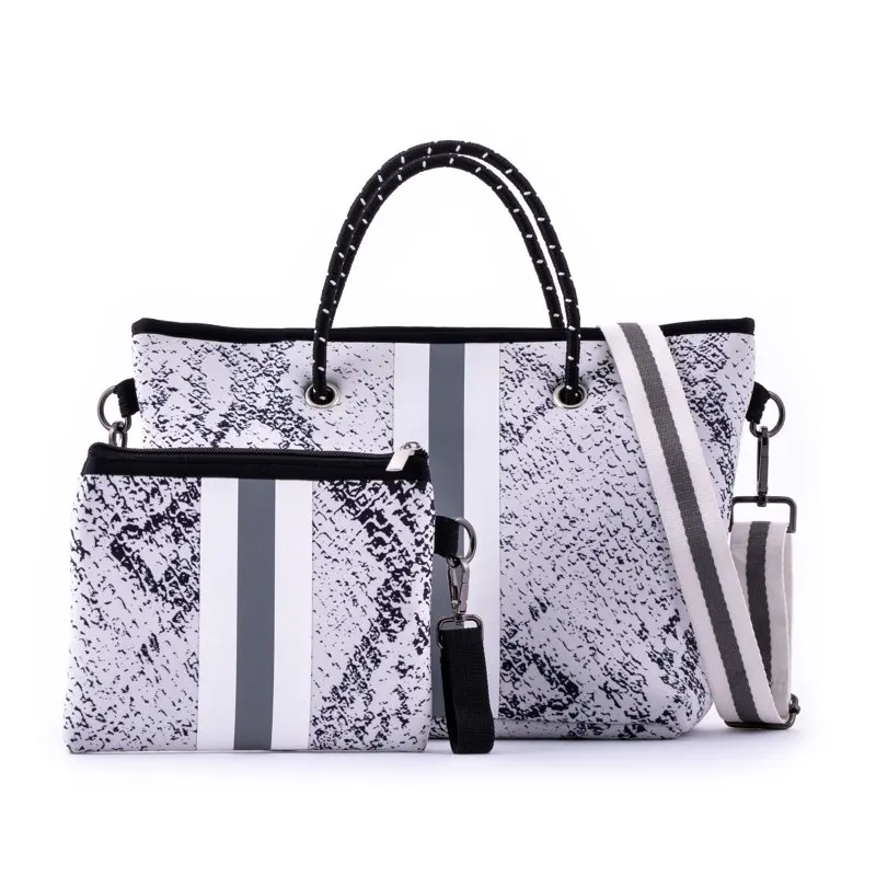 

Neoprene Medium Crossbody Casual Lightweight Everyday Hand Bag for Women with Makeup Pouch, Neoprene Tote