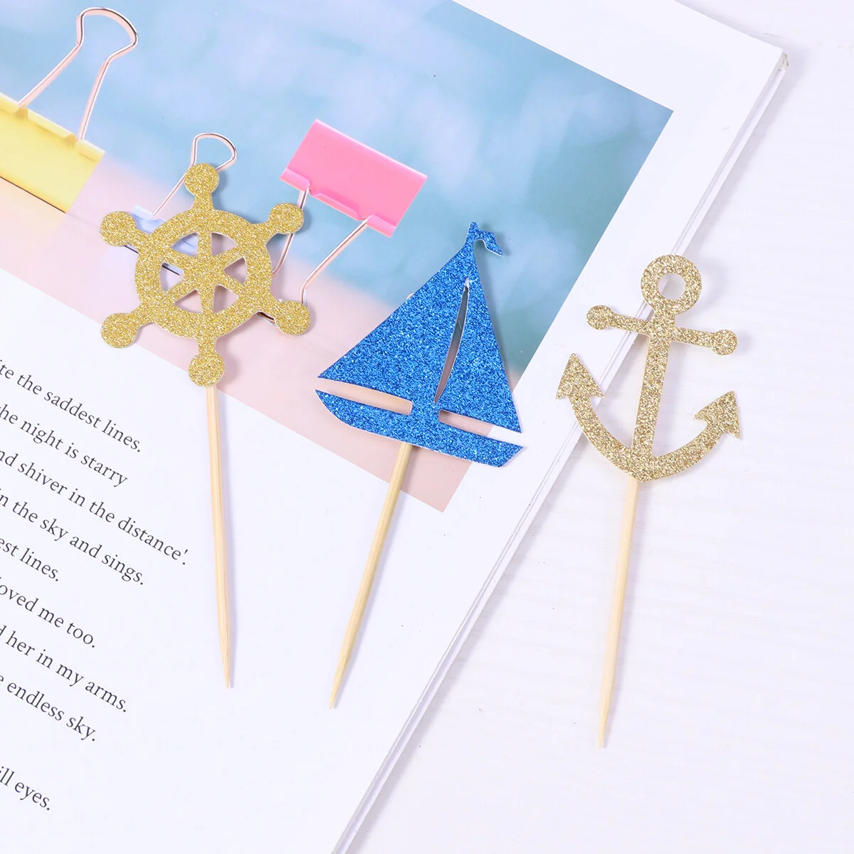 

Toyvian Sailing Anchor Cake Topper, Cake Picks Cupcake Decor, Party Supplies for Wedding Birthday Festival- 24pcs