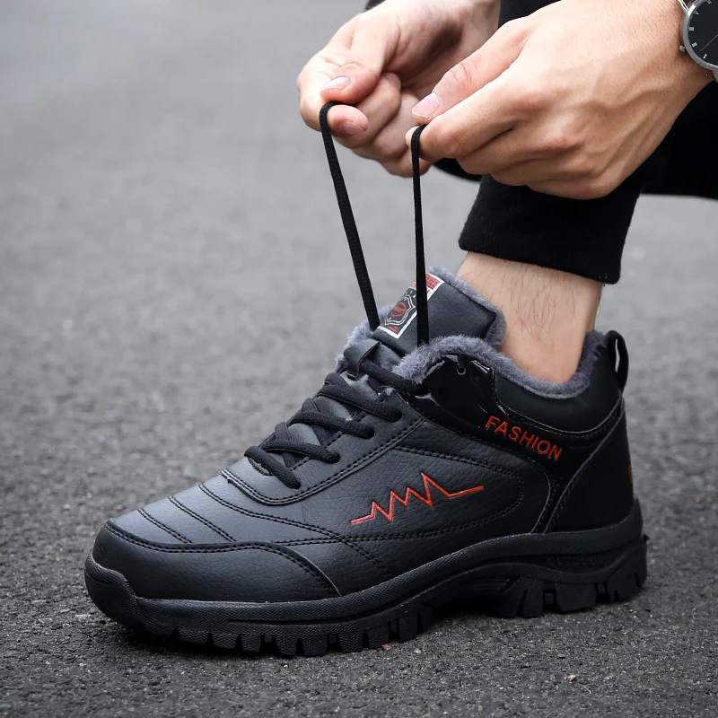 Men Fashion Winter Shoes Comfortable Soft Warm Hiking Boots Thick Wear-resistant Non-slip Waterproof