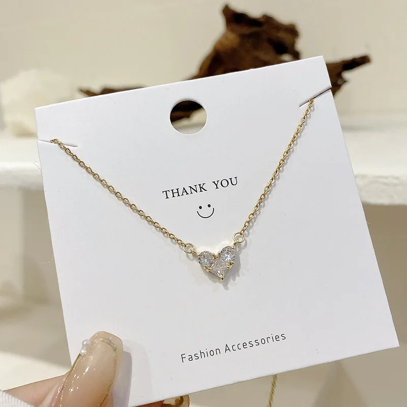 

Smart Design Sense Zircon Love Pendant Titanium Steel Necklace Female Simple Temperament Light Luxury Ins Cold Wind Clavicle