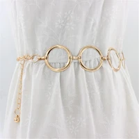 fashion waist belts metal chain belt women gold silver round alloy belt with long tassel female waistband for dress