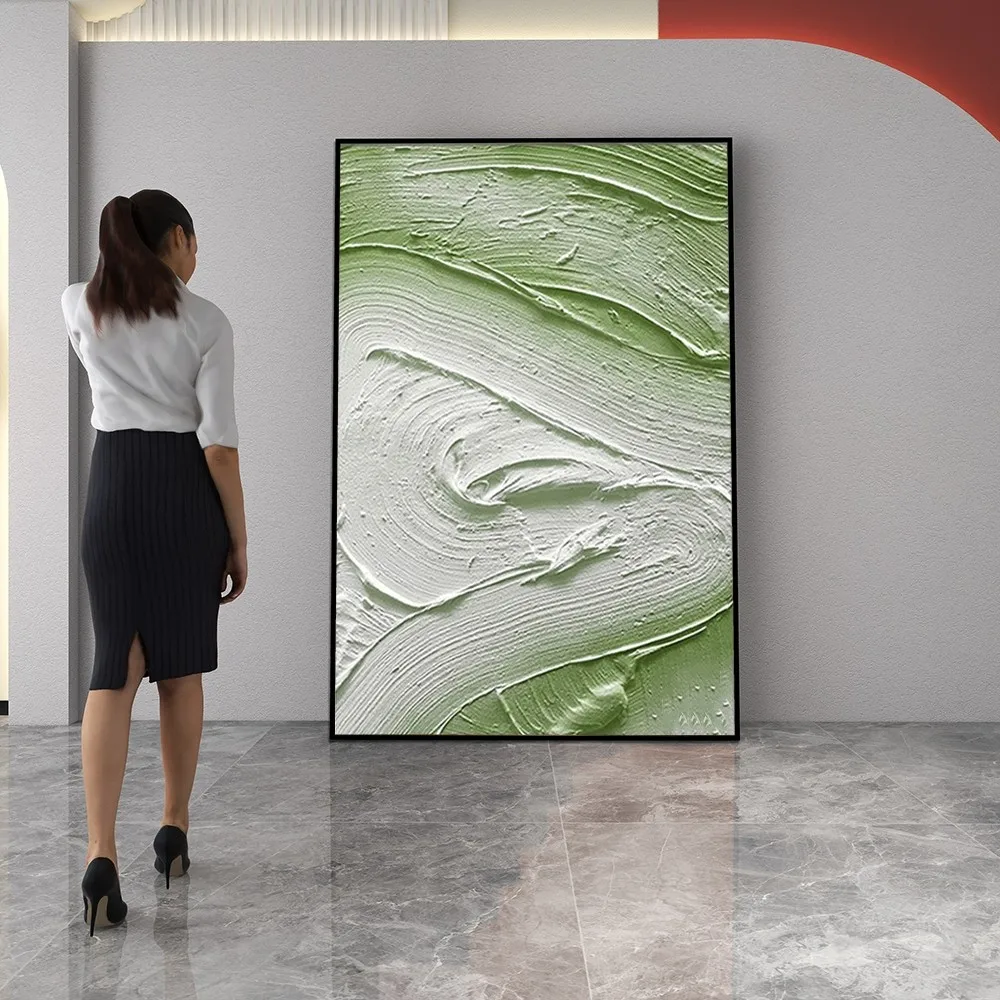 

White Line Abstract Oil Painting Oil Painting Without Frame Handmade On Canvas Hanging For Living Dinner Room Washroom Art