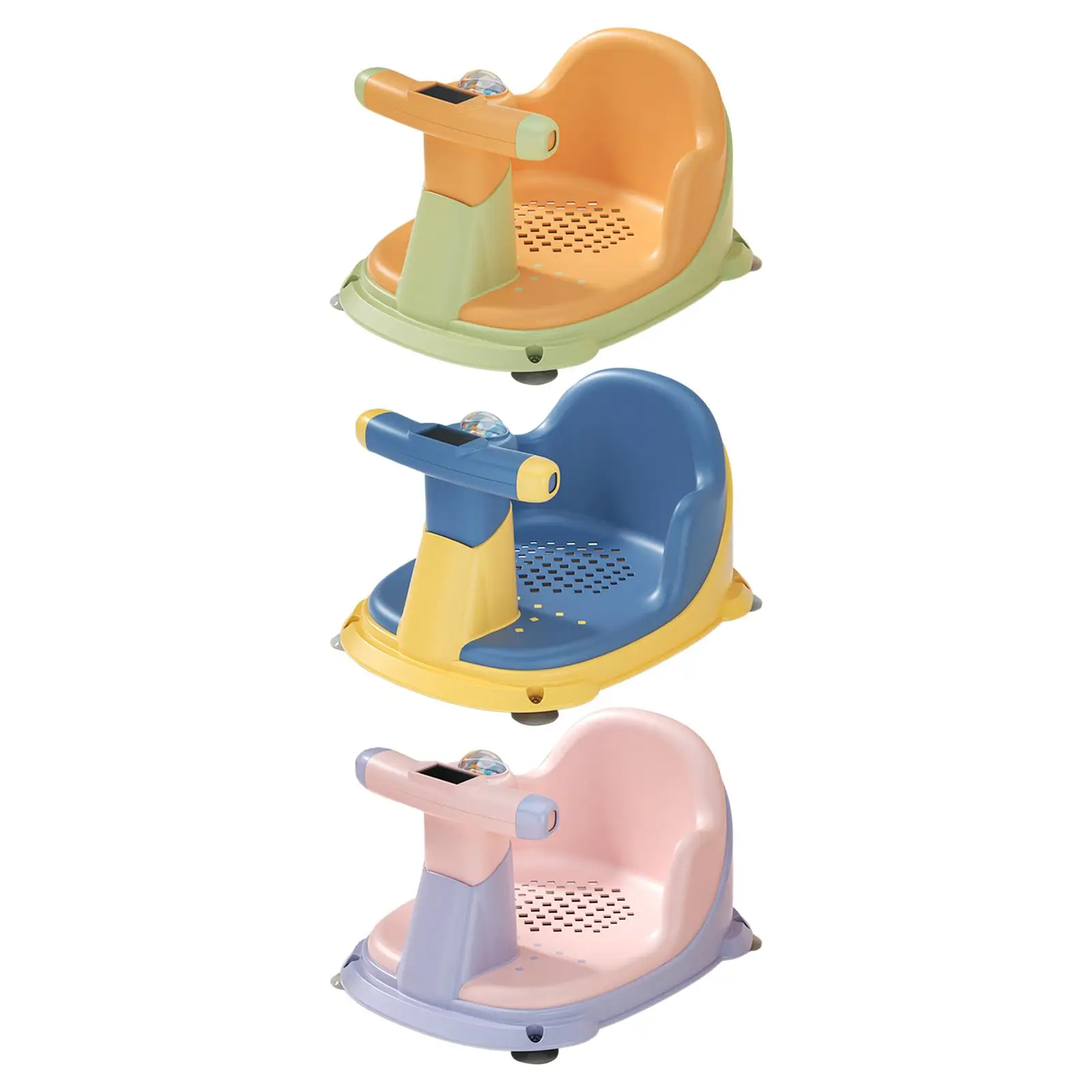 

Cute Bathtub Seat Sit up Bathing with Water Thermometer Support Non Slip Chair for Newborn Toddlers Shower Girls Boys Bathroom