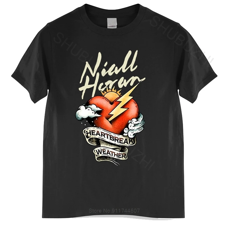 

Cotton Tshirt Men Crew Neck Tops Niall Horan Heartbreak Weather Album T Shirt Black summer teeshirt plus size