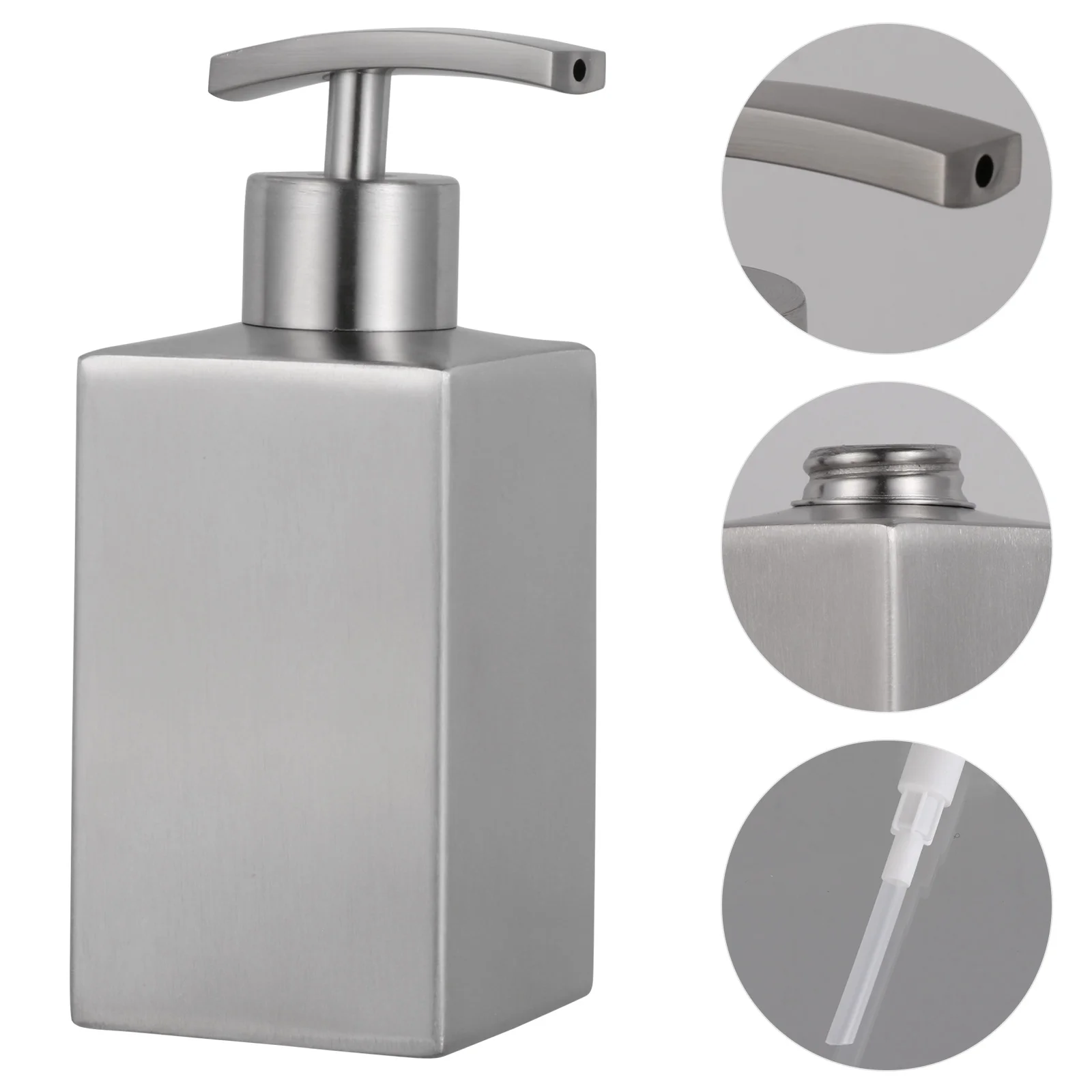 

Dispenser Soap Lotion Hand Bottle Pump Bottles Bathroom Shampoo Steel Stainless Countertop Liquid Kitchen Round Container Bath
