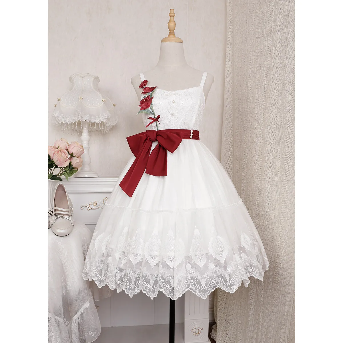 

Rose Poem Original Design Women's Lolita Suspender JSK Dress Cotton Gorgerous Cute Girl Elegant One Piece