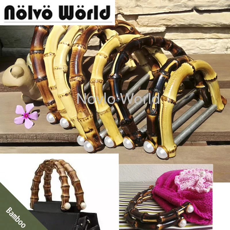 

2-10-20 pieces,14.8*12cm Natural bamboo handles with alum bar for women knit bag diy handbags bamboo handle