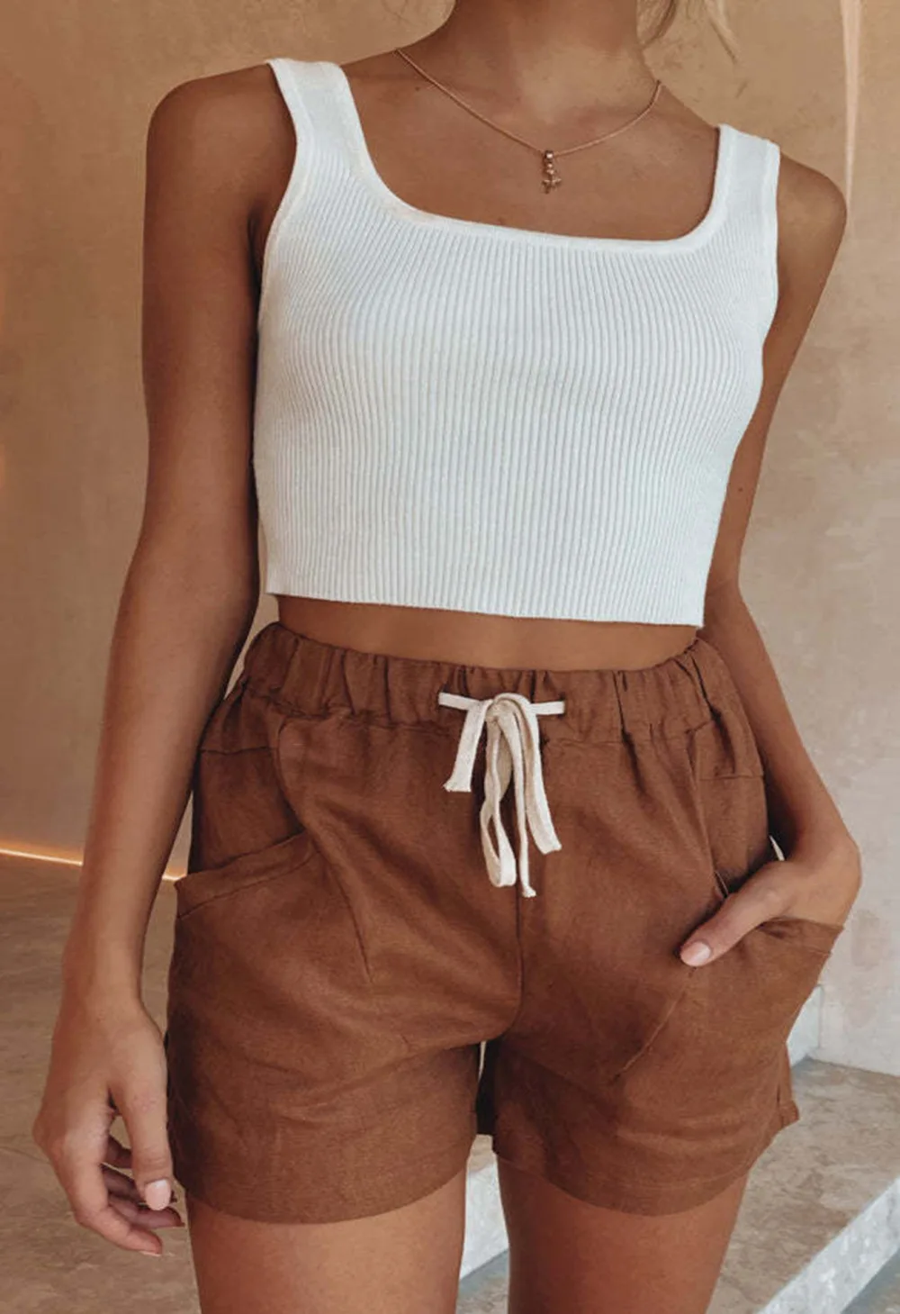 Women's Casual Shorts Summer New High Waisted Lace Up Sports Pants