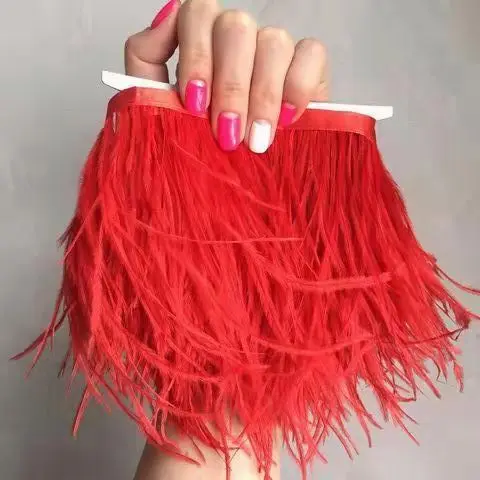 

1Meter Natural Ostrich Feathers Trim 8-10cm Multicolor Feather fringe for Wedding Party Clothing Plumes Sewing Crafts Decoration