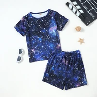 summer casual boy outfit girl outfit children sets starry sky print short sleeve t shirtsshort pants cotton kids clothes 5 10y