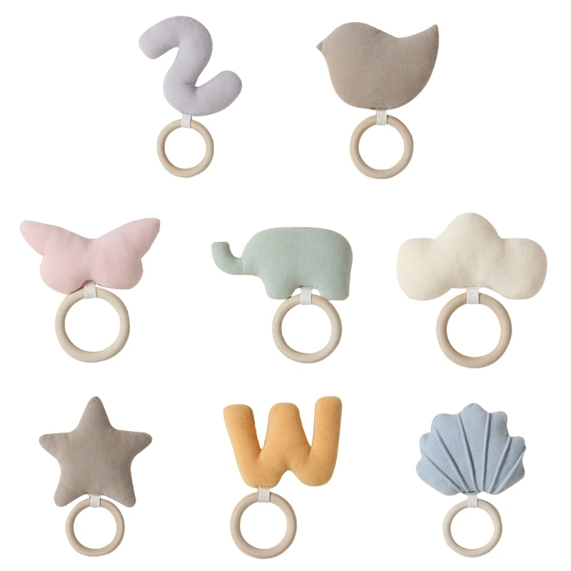 

Baby Crib Toy Teething Release Teether Handbell Infant Rattle Rings Crib Toy
