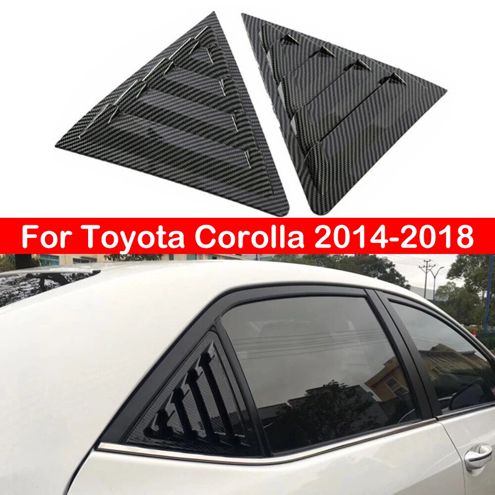 

For Toyota Corolla 2014-2018 Car Rear Louver Window Side Shutter Cover Trim Sticker Vent Scoop ABS Carbon Fiber Black Auto