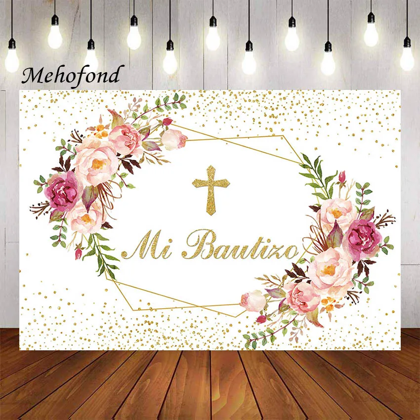 

Фон для фотосъемки Mehofond розовый Mi Bautizo God Bless Girl первый день Святого Причастия крестивечерние Вечеринка фотосессия