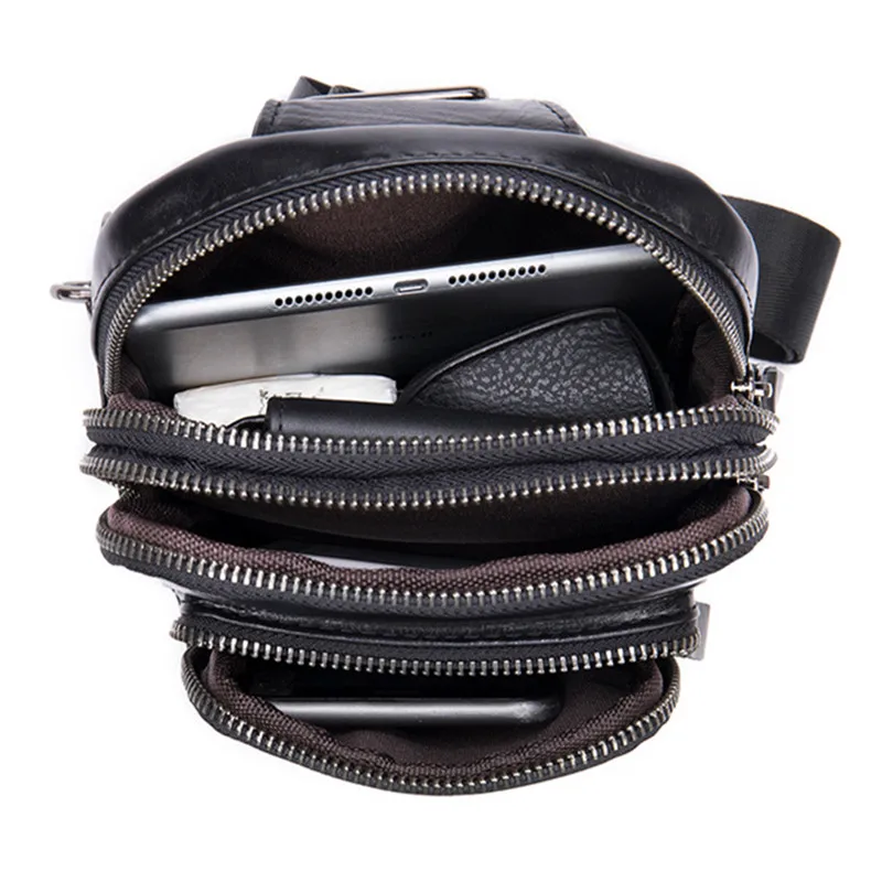 New Genuine Leather Crossbody Bags For Men High Quality Chest Bag Large Capacity Sling Bag Male Business Strap Shoulder Bag