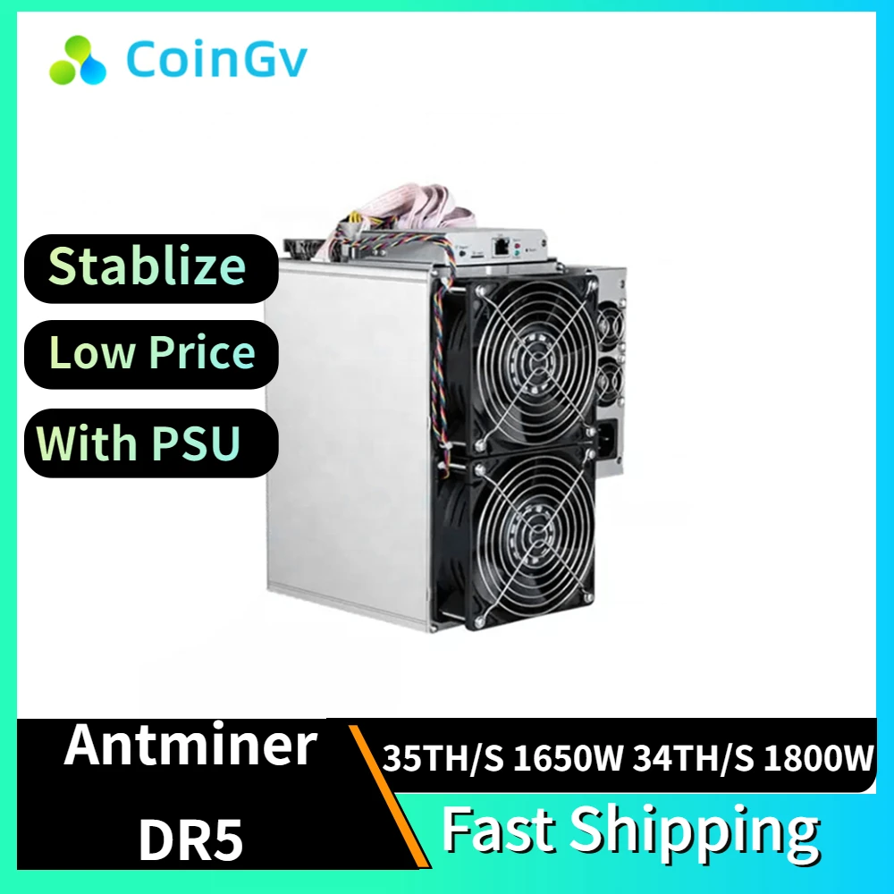 

Antminer DR5 35TH/S 1650W 34TH/S 1800W Bitmain Asic Miner For Mining Bitmain Mining DR5 Blake256R14 Algorithm For DCR